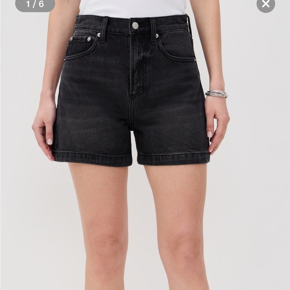 Pistola Saige high rise a line short black denim in glamour NWT
